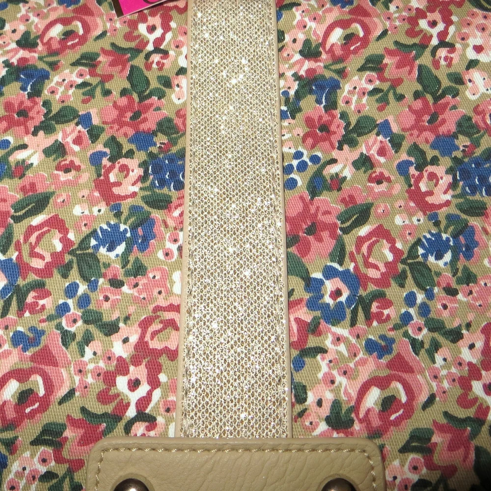 Candies Floral Glitter Faux Leather Vegan Backpack New